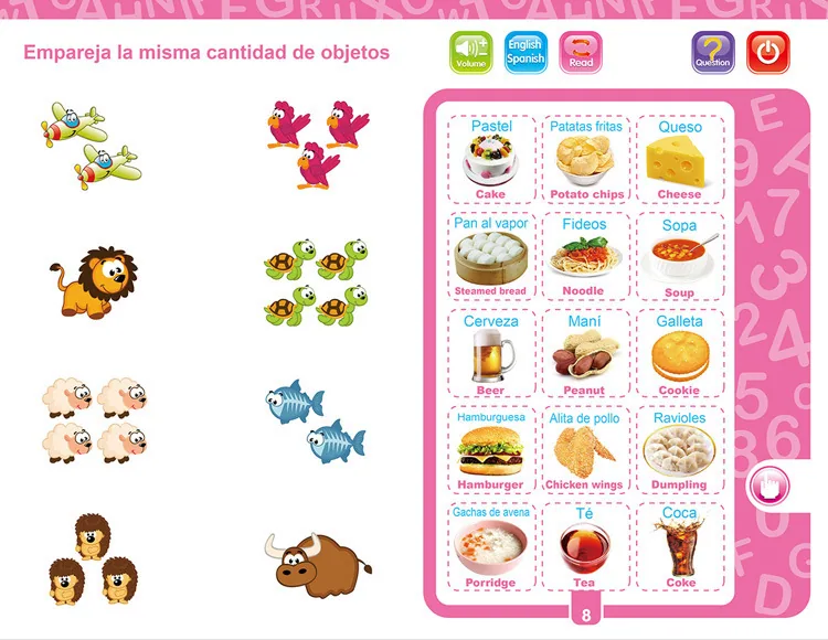 Cross-border foreign languages, Spanish, English, point reading, children's early education, voice books, smart toys, Spanish e - Other Toys & Hobbies 16