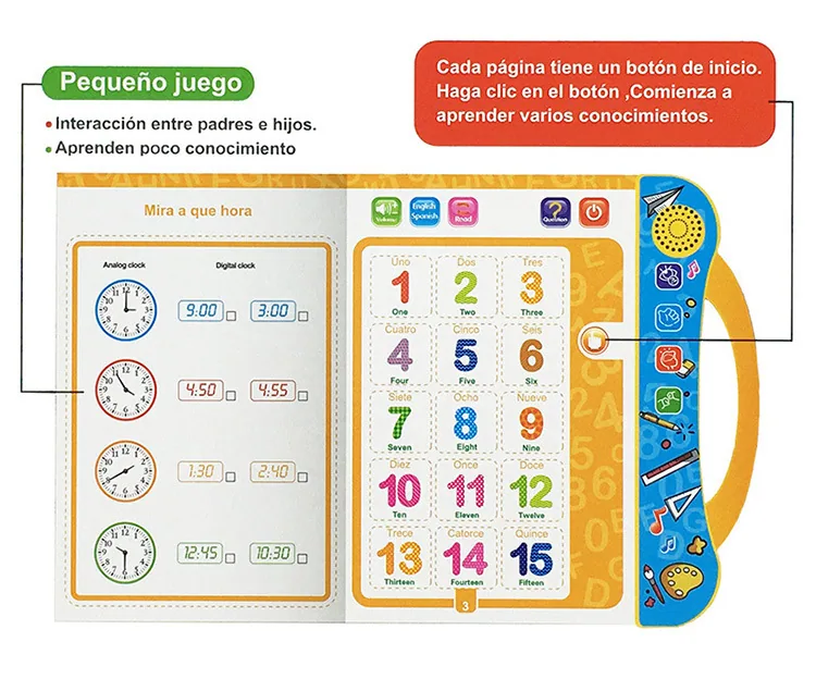 Cross-border foreign languages, Spanish, English, point reading, children's early education, voice books, smart toys, Spanish e - Other Toys & Hobbies 7