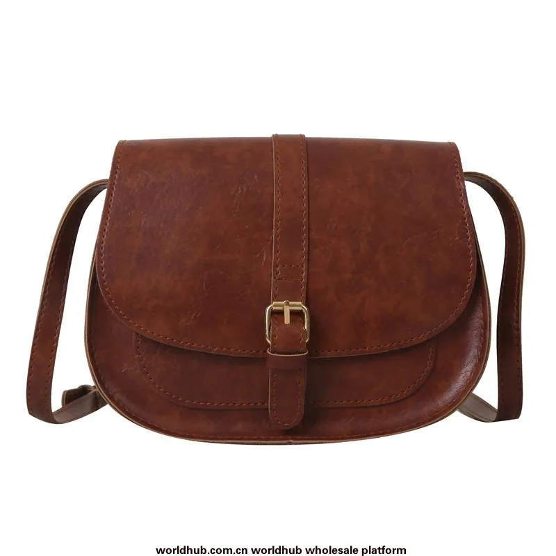 Oilskin personality trend Korean bag women's 2023 new simple retro crossbody bag fashionable shoulder saddle bag 2