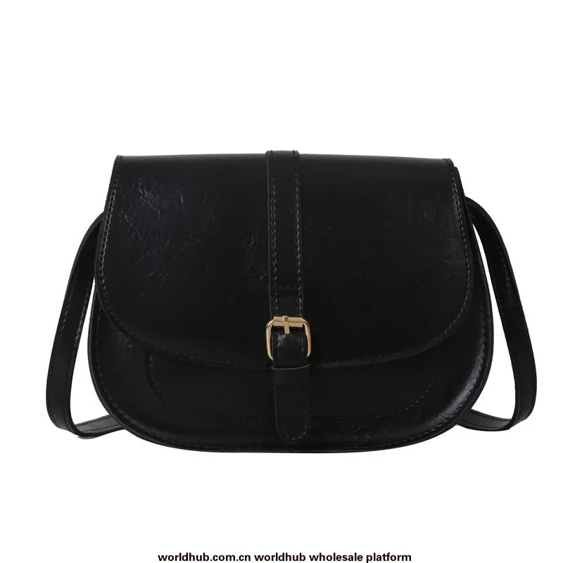 Oilskin personality trend Korean bag women's 2023 new simple retro crossbody bag fashionable shoulder saddle bag 4