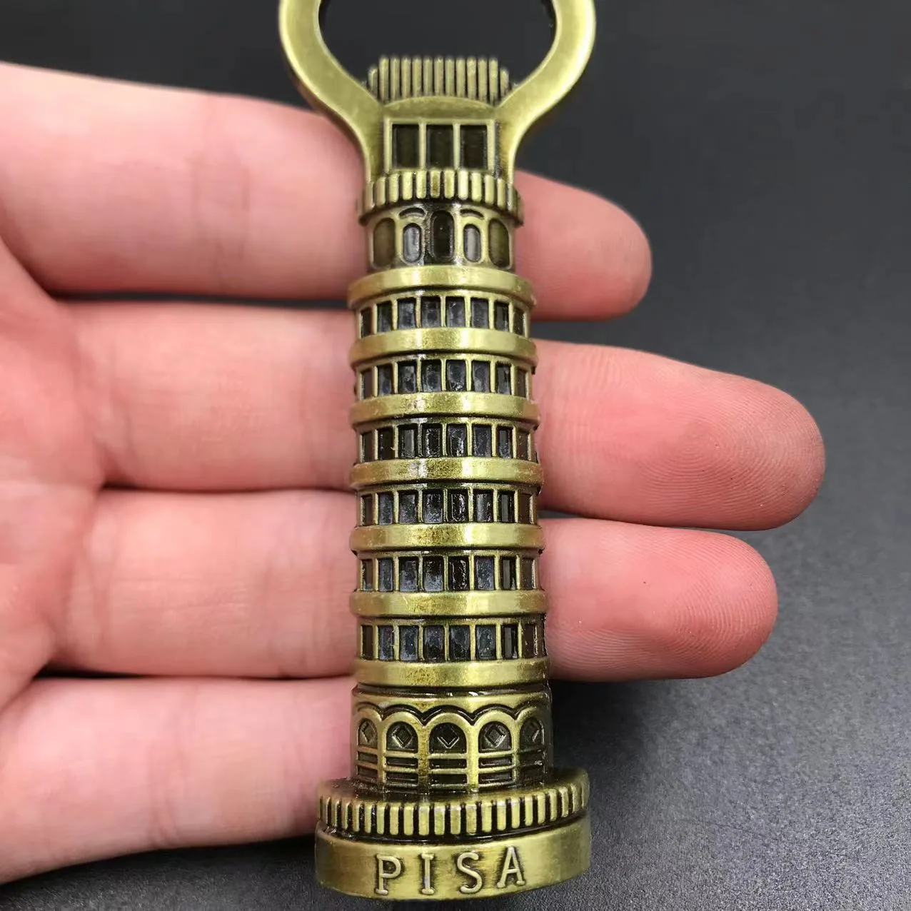 Leaning Tower of Pisa, Italy, Egypt, Colombia, Alcatraz metal fridge magnet, corkscrew, magnetic travel souvenir