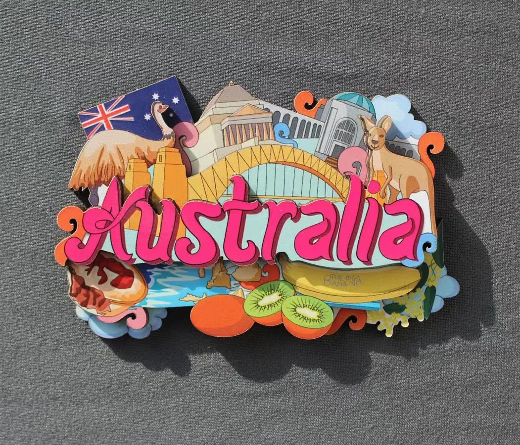 Australia, Denmark, Russia, Canada, USA, Thailand, China, Travel Souvenir, Magnetic Wooden Fridge Magnet