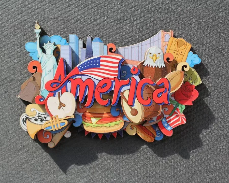 Australia, Denmark, Russia, Canada, USA, Thailand, China, Travel Souvenir, Magnetic Wooden Fridge Magnet 4