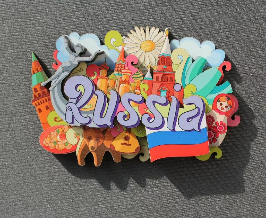 Australia, Denmark, Russia, Canada, USA, Thailand, China, Travel Souvenir, Magnetic Wooden Fridge Magnet 3