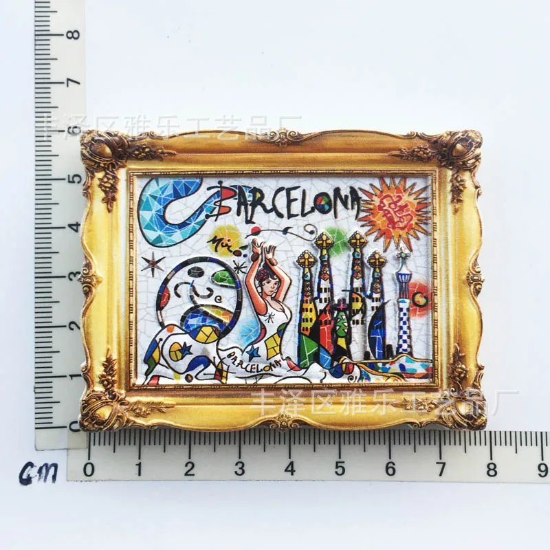 Manufacturer spot cross-border source wholesale Spain creative tourism commemorative decoration crafts UV magnetic refrigerator 34