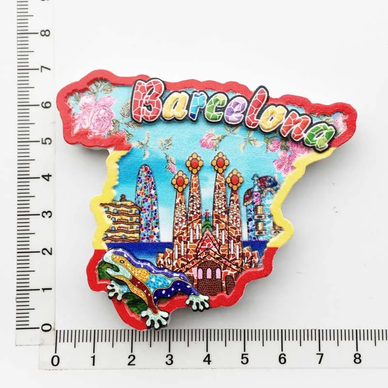 Manufacturer spot cross-border source wholesale Spain creative tourism commemorative decoration crafts UV magnetic refrigerator 24