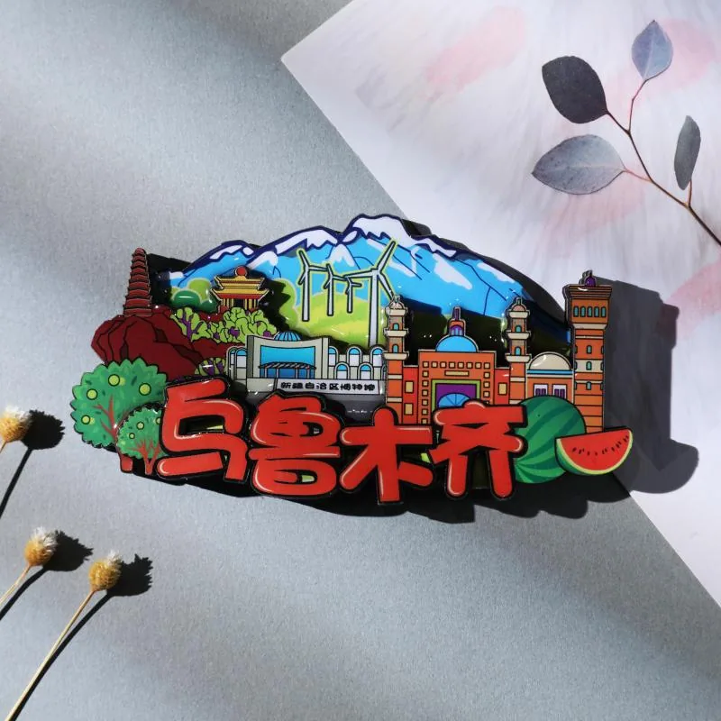 Xinjiang Turpan Urumqi Ili ville zone panoramique en bois goutte à goutte colle réfrigérateur aimant voyage cadeau commémoratif aimant 2