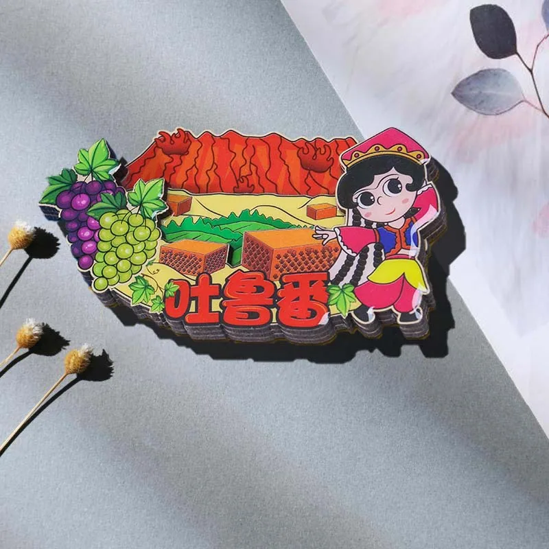 Xinjiang Turpan Urumqi Ili ville zone panoramique en bois goutte à goutte colle réfrigérateur aimant voyage cadeau commémoratif aimant 6