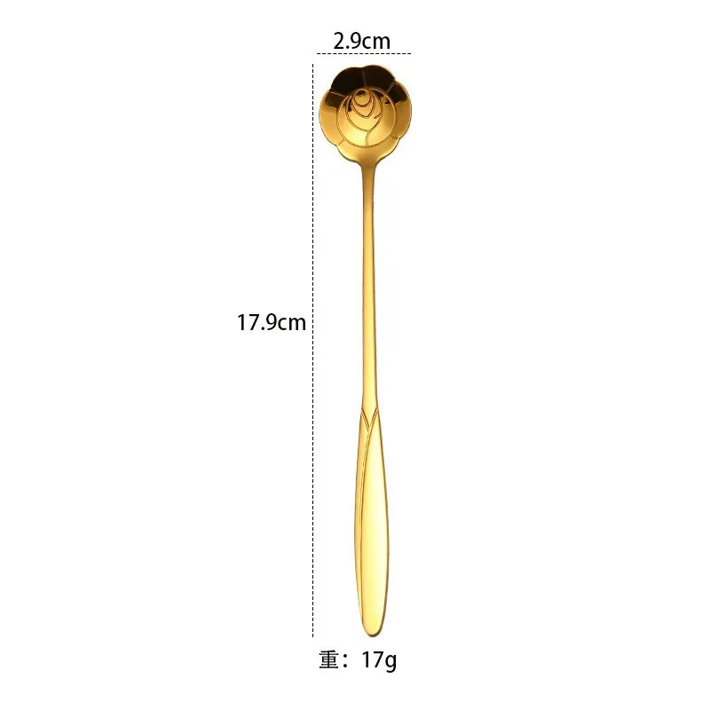 stainless steel golden cherry blossom coffee spoon mixing spoon water cup bird's nest dessert flower souvenir spoon wholesale 25