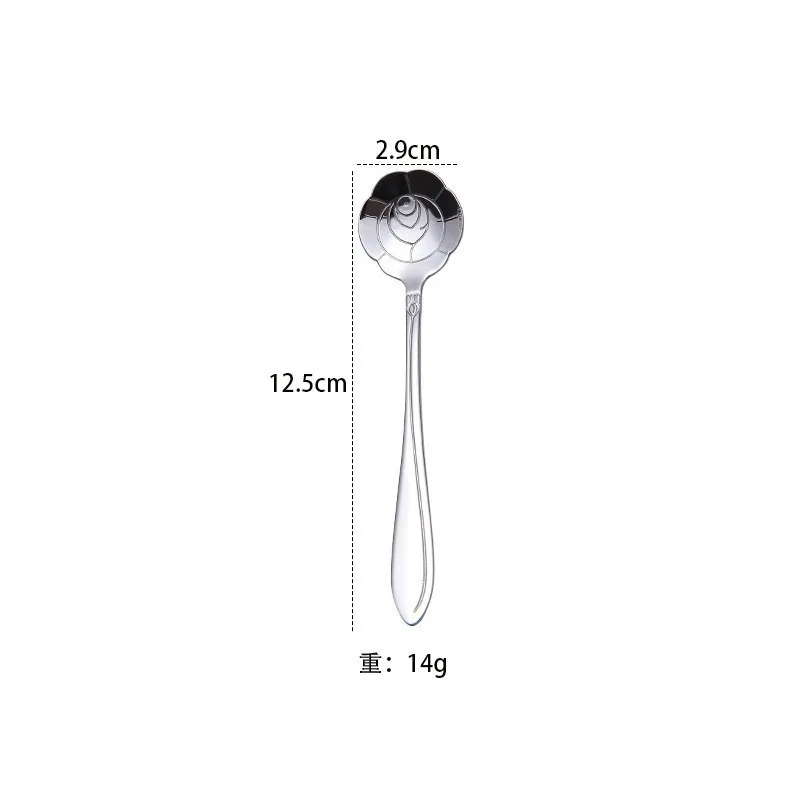 stainless steel golden cherry blossom coffee spoon mixing spoon water cup bird's nest dessert flower souvenir spoon wholesale 2