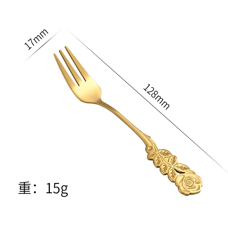 Cuchara de rosa de acero inoxidable, cuchara de postre creativa, tenedor, cuchara para nido de pájaro, cuchara de café, cuchara de recuerdo de boda 7