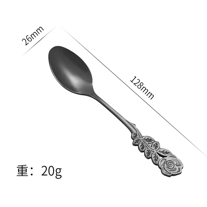 Cuchara de rosa de acero inoxidable, cuchara de postre creativa, tenedor, cuchara para nido de pájaro, cuchara de café, cuchara de recuerdo de boda 5