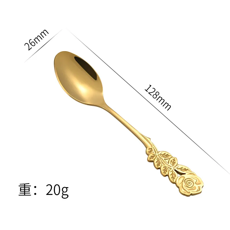 Cuchara de rosa de acero inoxidable, cuchara de postre creativa, tenedor, cuchara para nido de pájaro, cuchara de café, cuchara de recuerdo de boda 2