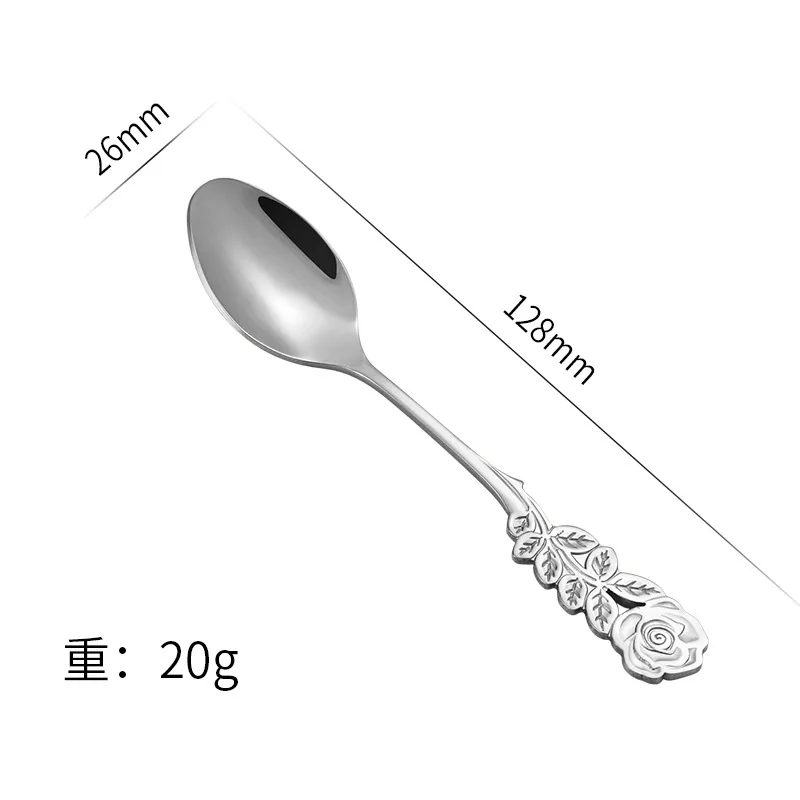 Cuchara de rosa de acero inoxidable, cuchara de postre creativa, tenedor, cuchara para nido de pájaro, cuchara de café, cucha