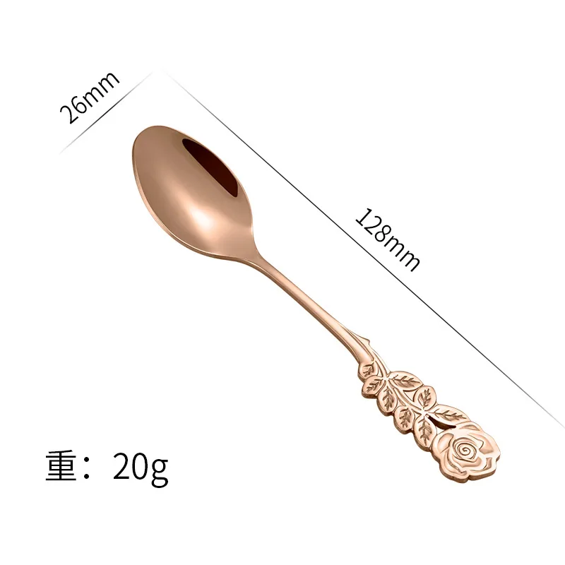 Cuchara de rosa de acero inoxidable, cuchara de postre creativa, tenedor, cuchara para nido de pájaro, cuchara de café, cuchara de recuerdo de boda 3