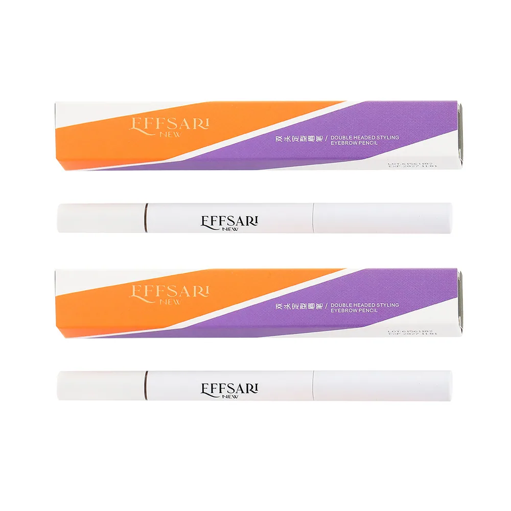 BNV dual-ended extra fine eyebrow pencil, close-up of slim 2-in-1 tip and spoolie brush