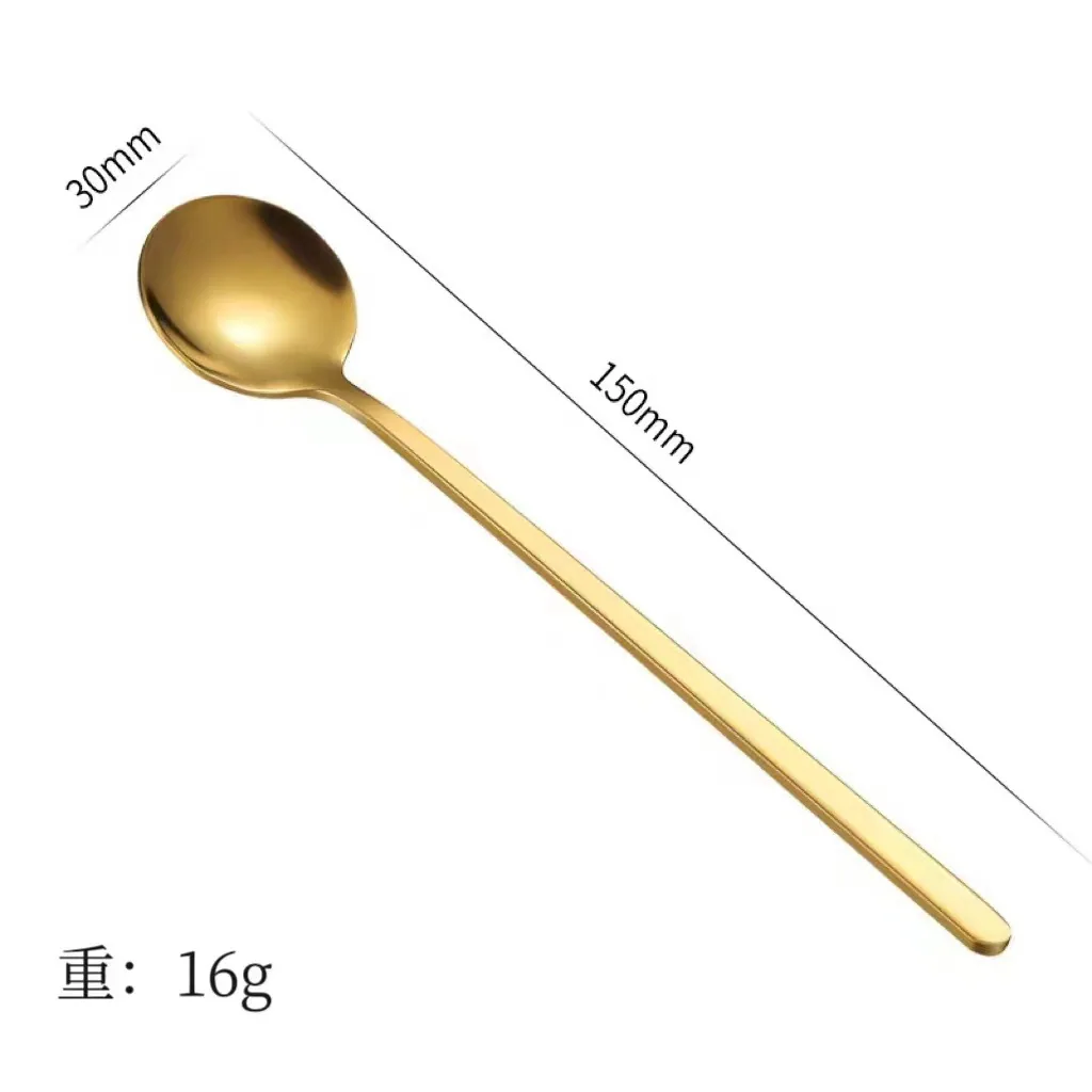 ช้อนกาแฟสแตนเลสสีทอง ช้อนกลมเล็ก ช้อนผสมของที่ระลึกเกาหลี แก้วรังนกน้ำผึ้ง ช้อนแก้ว 5