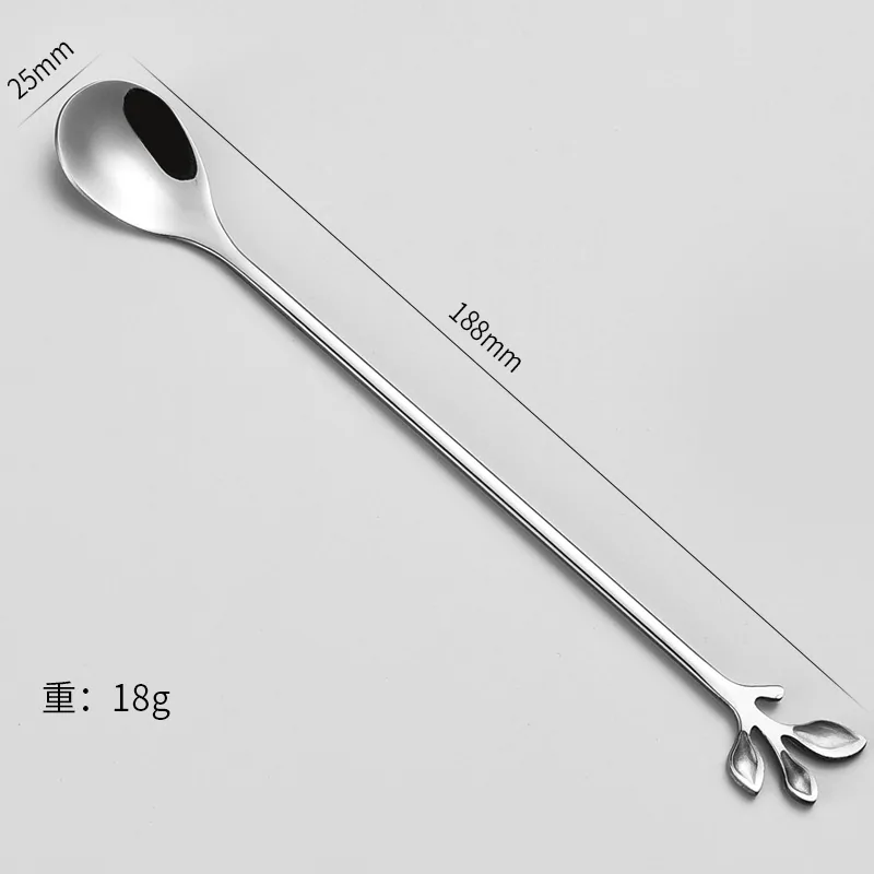 Golden stainless steel leaf spoon, seasoning spoon, coffee spoon, stirring spoon, mug dessert spoon, honey bird's nest syrup spo 4