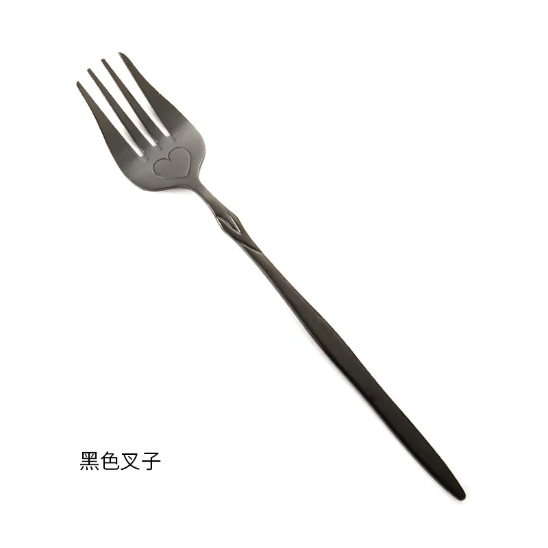 Creative stainless steel rose spoon long handle dessert spoon mixing spoon love fruit salad fork 10