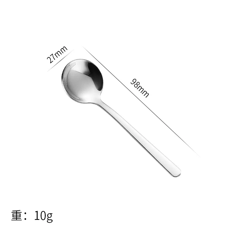 304 stainless steel gold mini short round spoon dessert honey ice cream coffee seasoning spoon