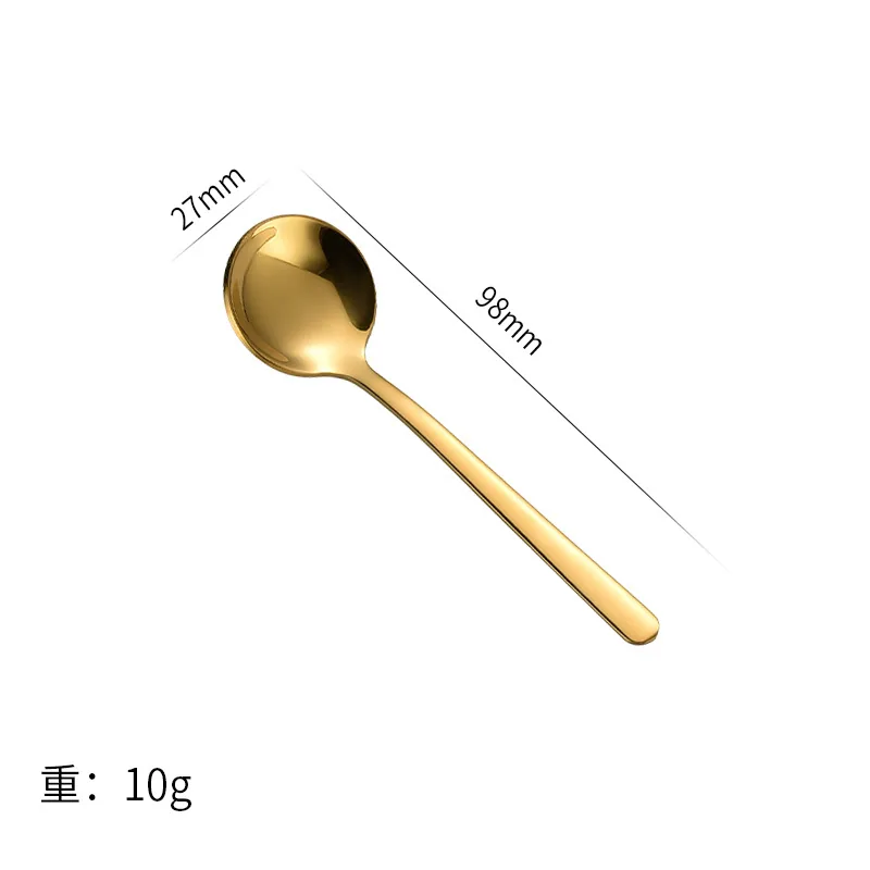 304 stainless steel gold mini short round spoon dessert honey ice cream coffee seasoning spoon 2