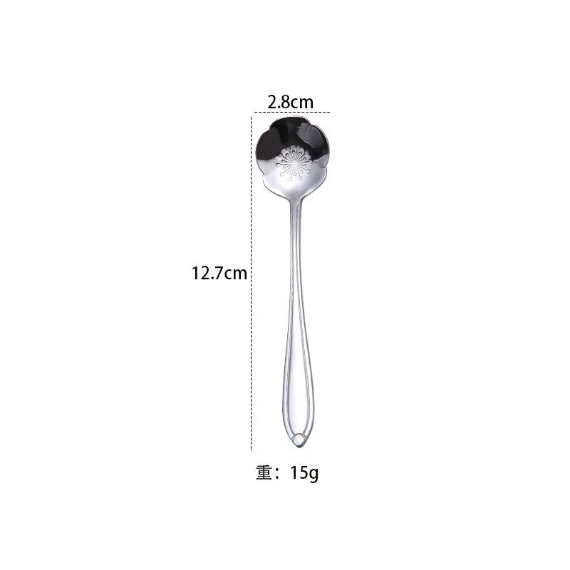 stainless steel golden cherry blossom coffee spoon mixing spoon water cup bird's nest dessert flower souvenir spoon wholesale 5
