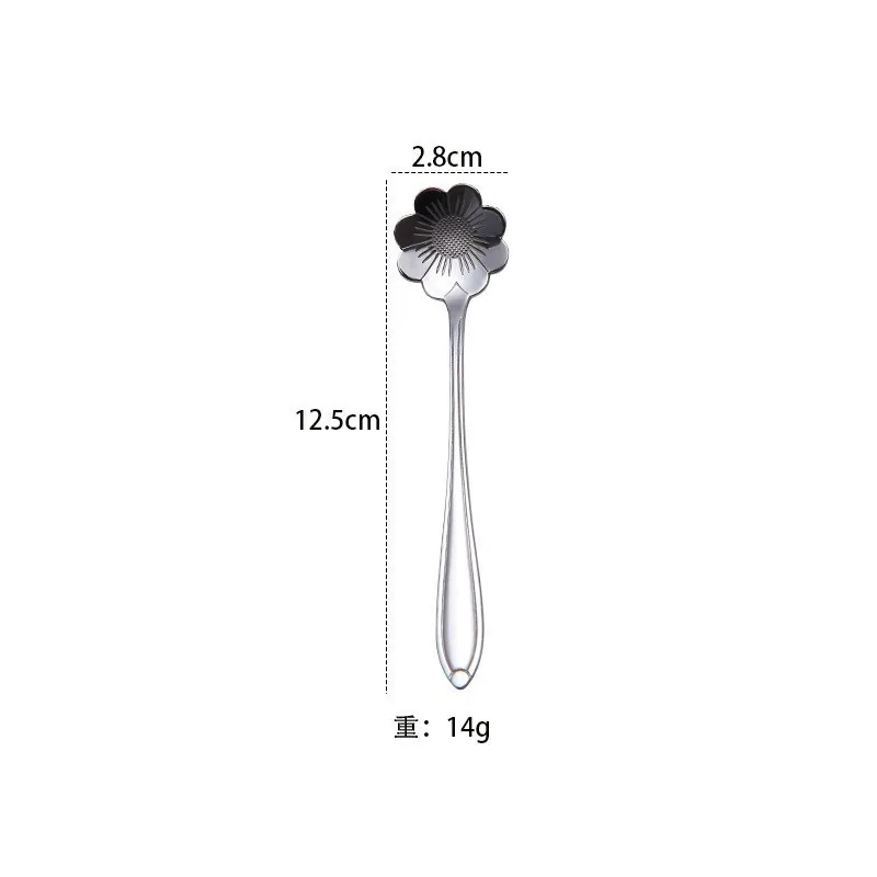 stainless steel golden cherry blossom coffee spoon mixing spoon water cup bird's nest dessert flower souvenir spoon wholesale 3