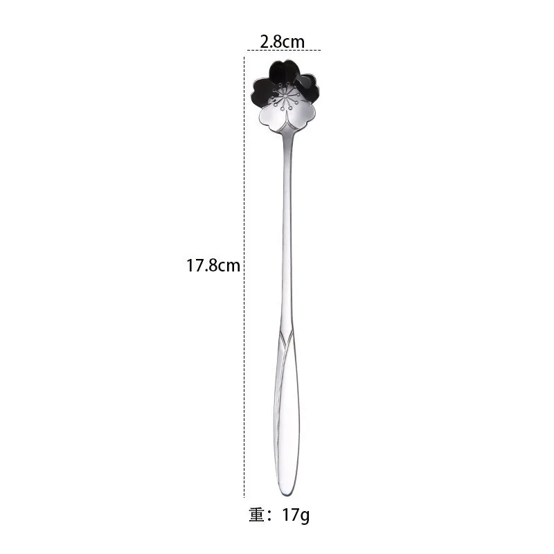 stainless steel golden cherry blossom coffee spoon mixing spoon water cup bird's nest dessert flower souvenir spoon wholesale 19