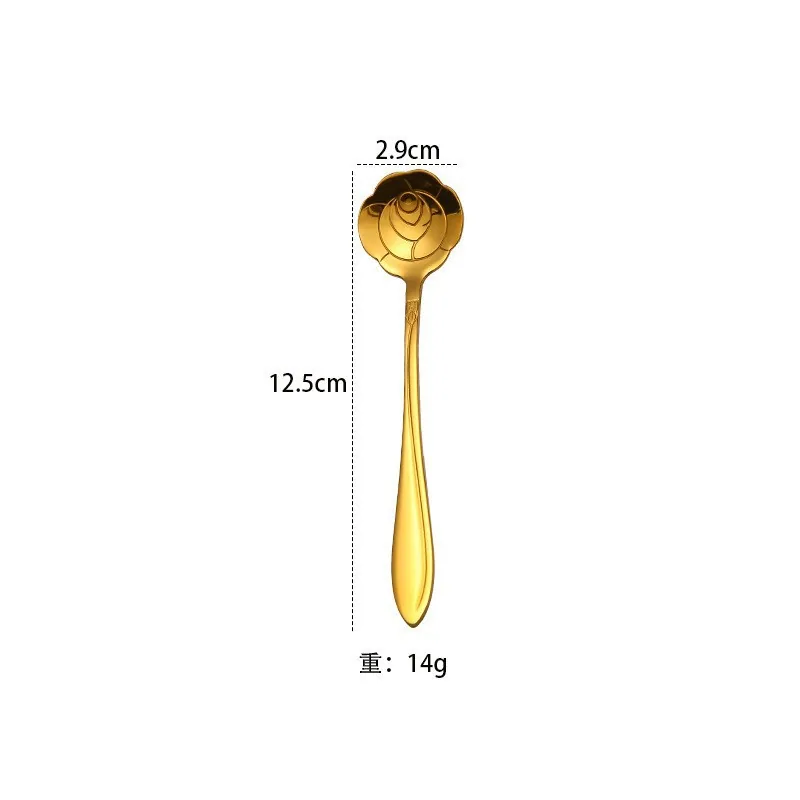 stainless steel golden cherry blossom coffee spoon mixing spoon water cup bird's nest dessert flower souvenir spoon wholesale 11