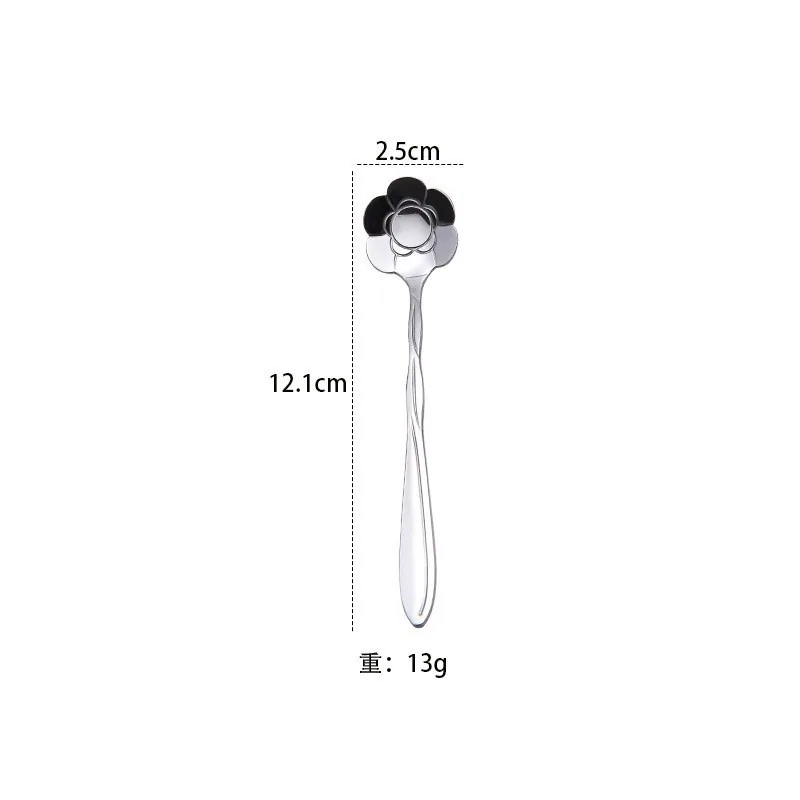 stainless steel golden cherry blossom coffee spoon mixing spoon water cup bird's nest dessert flower souvenir spoon wholesale 9