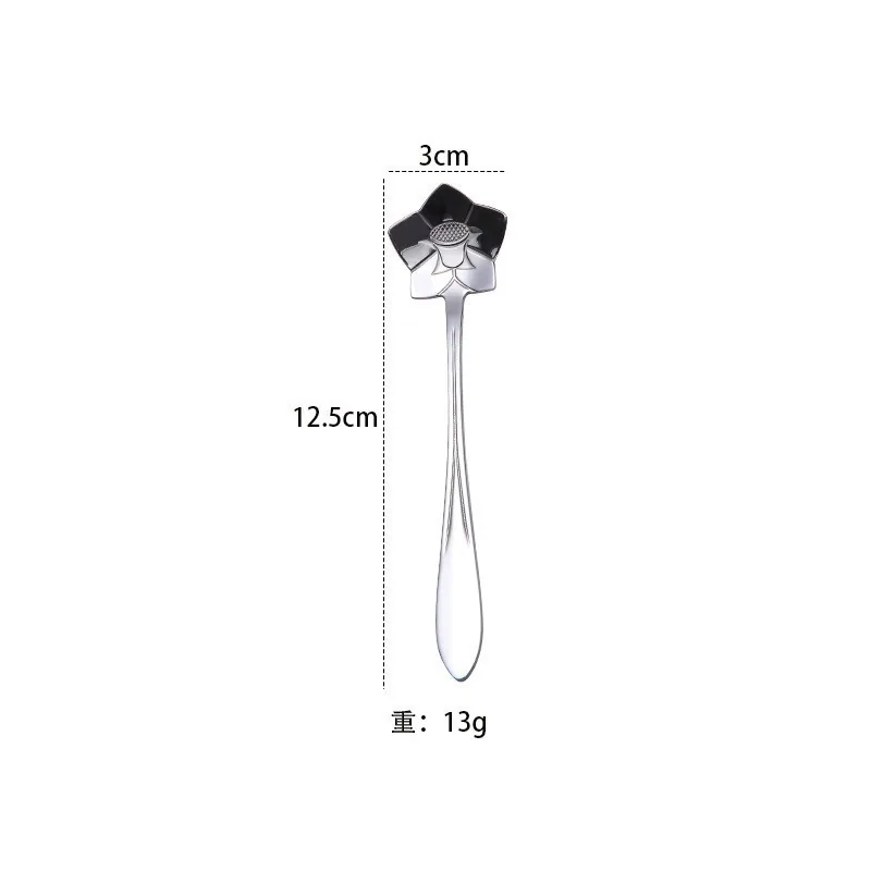 stainless steel golden cherry blossom coffee spoon mixing spoon water cup bird's nest dessert flower souvenir spoon wholesale 4