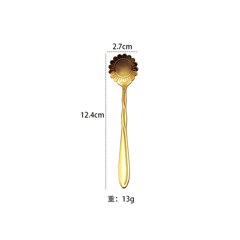stainless steel golden cherry blossom coffee spoon mixing spoon water cup bird's nest dessert flower souvenir spoon wholesale 18