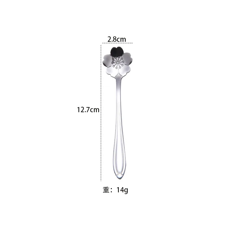 stainless steel golden cherry blossom coffee spoon mixing spoon water cup bird's nest dessert flower souvenir spoon wholesale