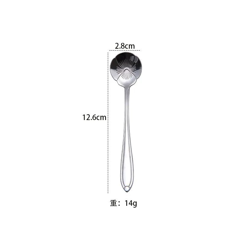 stainless steel golden cherry blossom coffee spoon mixing spoon water cup bird's nest dessert flower souvenir spoon wholesale 6