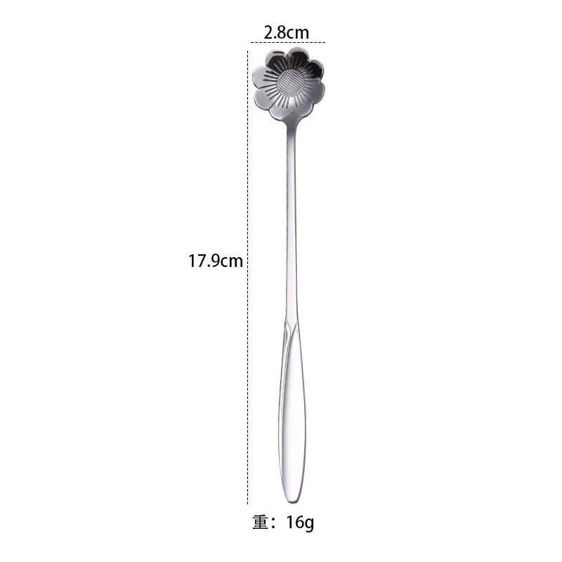 stainless steel golden cherry blossom coffee spoon mixing spoon water cup bird's nest dessert flower souvenir spoon wholesale 21