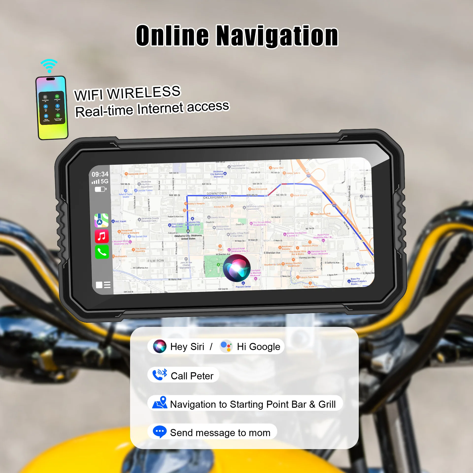 6.25 inch motorcycle waterproof portable record navigator integrated intelligent HD motorcycle wireless Carplay 11