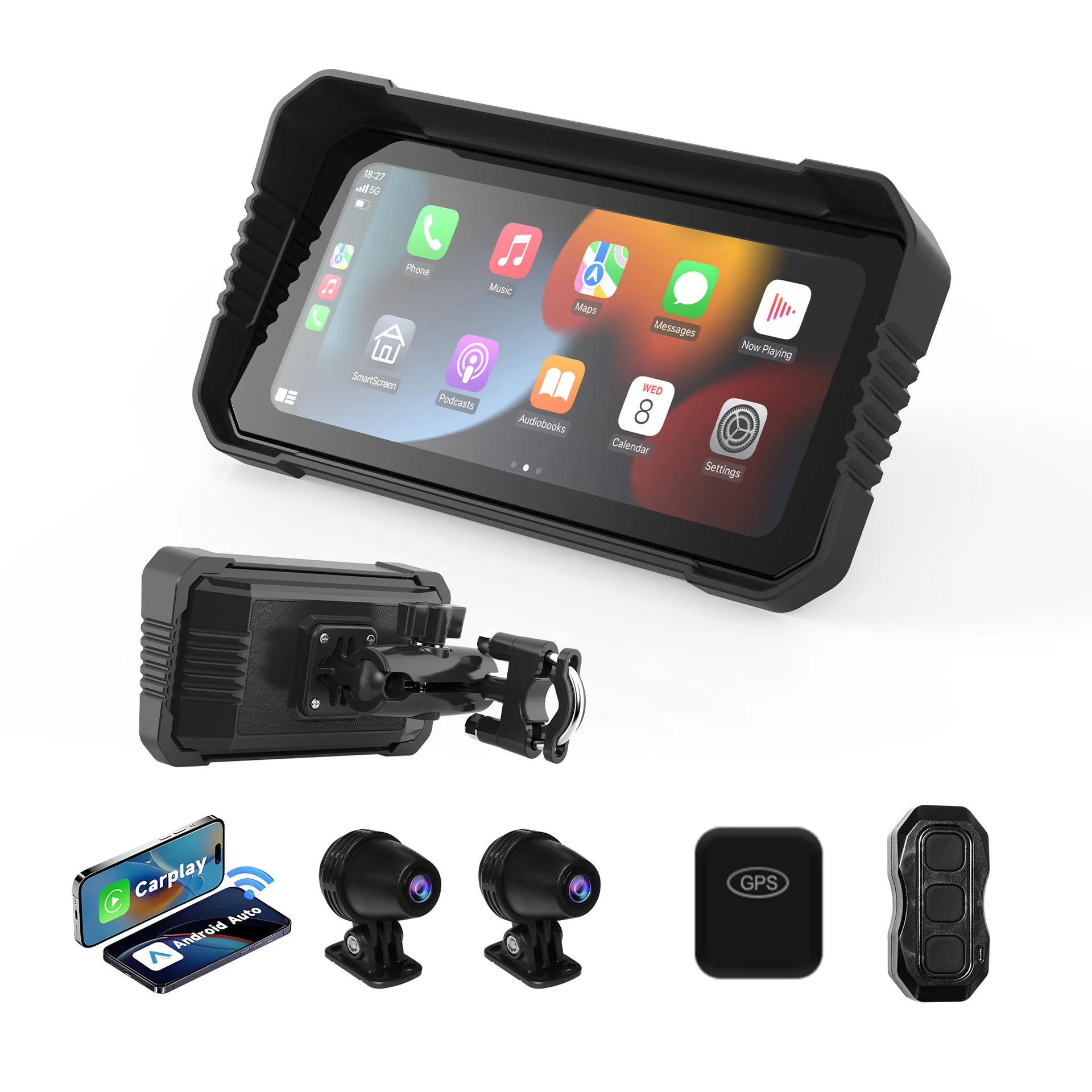 6.25 inch motorcycle waterproof portable record navigator integrated intelligent HD motorcycle wireless Carplay 3