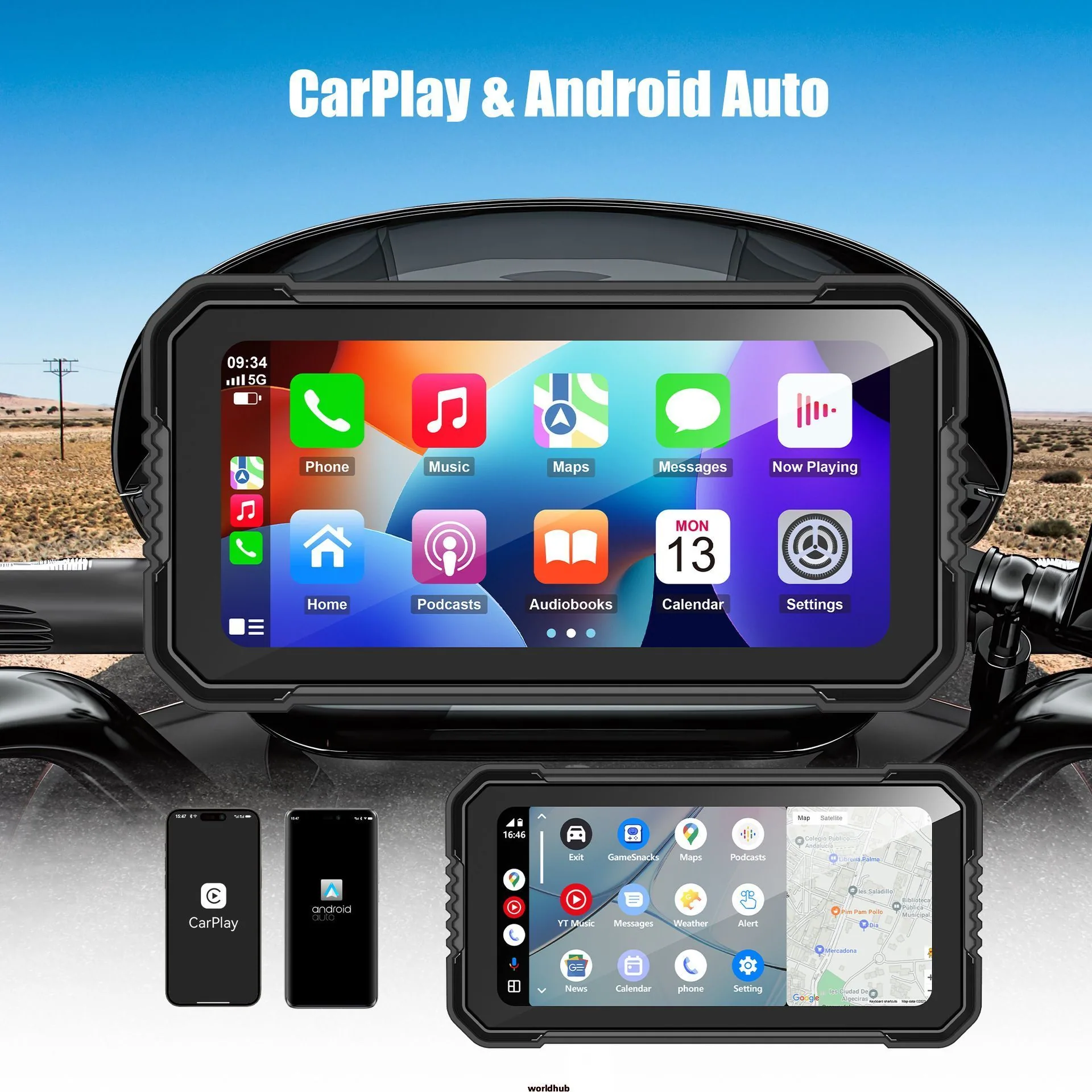 6.25 inch motorcycle waterproof portable record navigator integrated intelligent HD motorcycle wireless Carplay 2