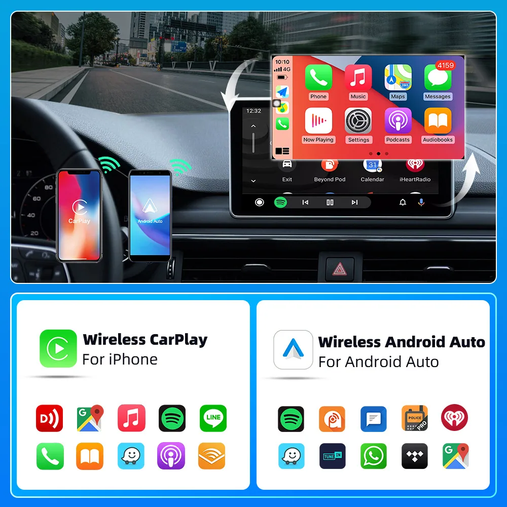 Wireless carplay box cross-border hot sale AI original car wired to wireless carplay car adapter box 16