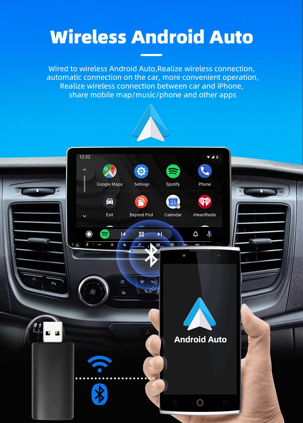 Wireless carplay box cross-border hot sale AI original car wired to wireless carplay car adapter box 14