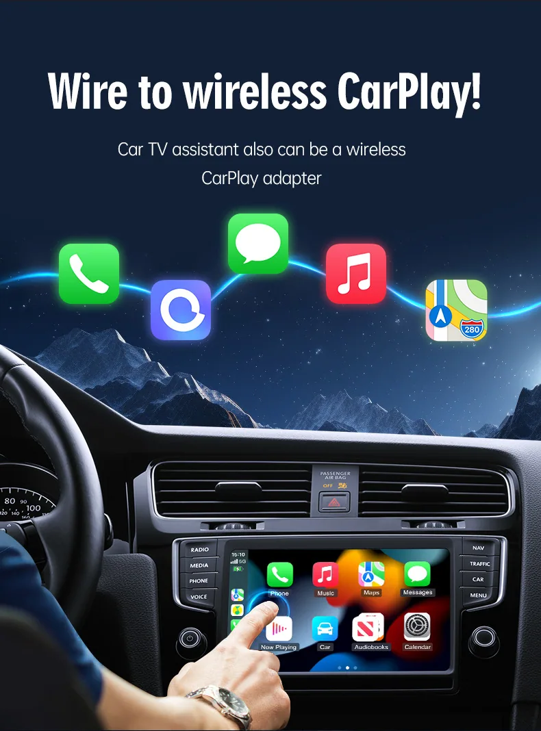 Cross-border car-machine interconnection carplay box wireless adapter car smart box android auto adapter vision 14
