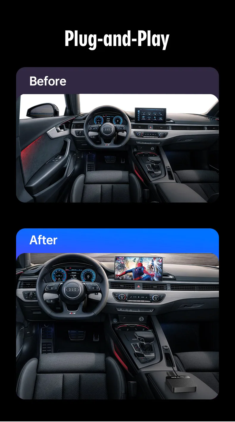 Cross-border car-machine interconnection carplay box wireless adapter car smart box android auto adapter vision 12