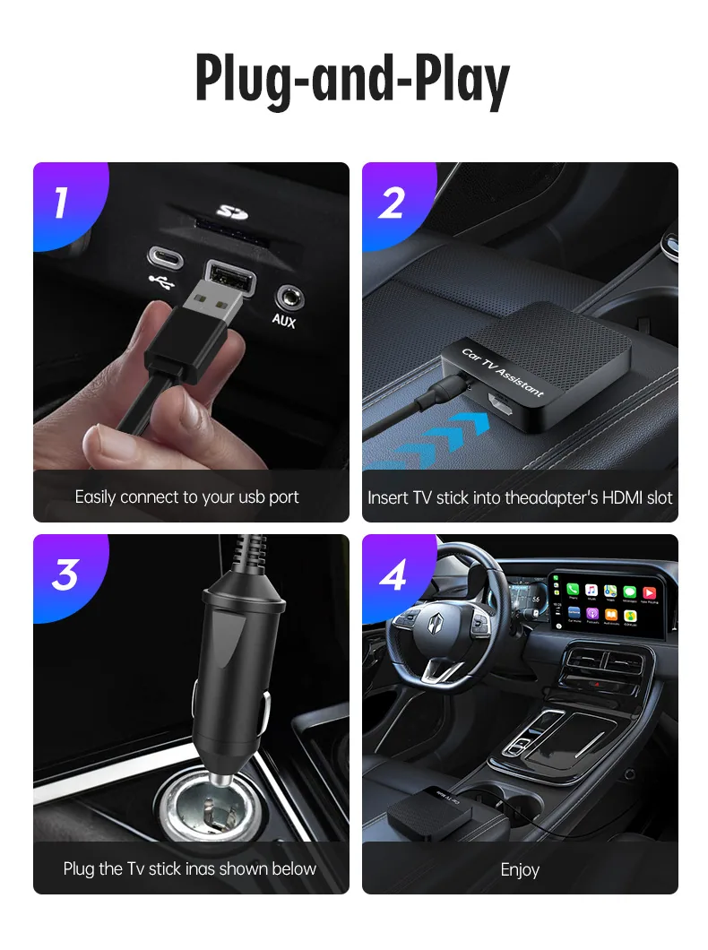 Cross-border car-machine interconnection carplay box wireless adapter car smart box android auto adapter vision 17