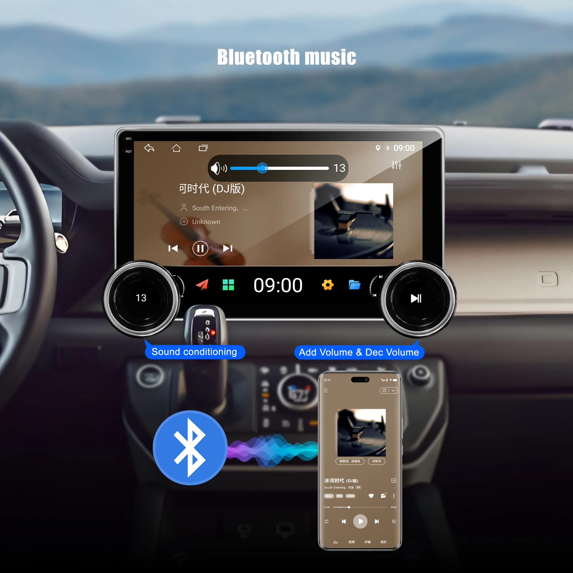 Dual knob Android Bluetooth car multimedia player expands car navigation, reversing image display, dual recording 8