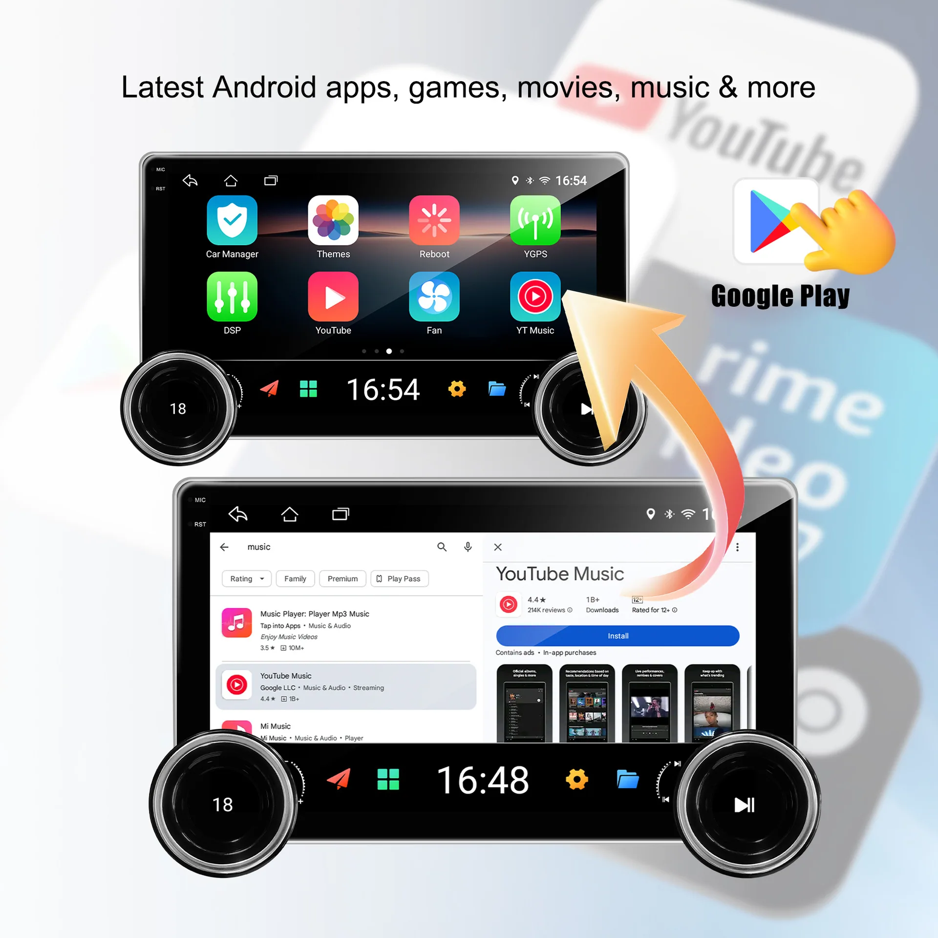 Dual knob Android Bluetooth car multimedia player expands car navigation, reversing image display, dual recording 7