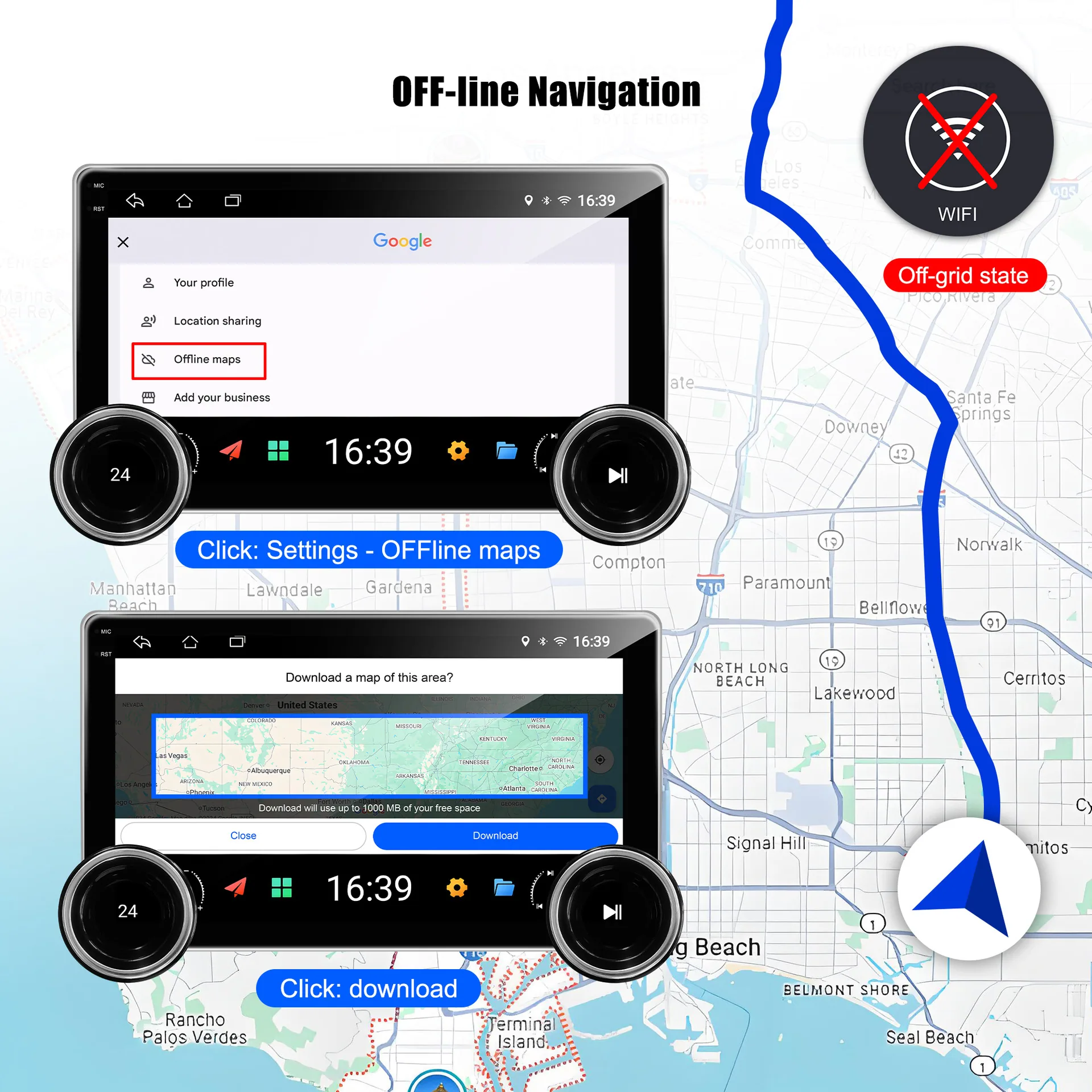 Dual knob Android Bluetooth car multimedia player expands car navigation, reversing image display, dual recording 12