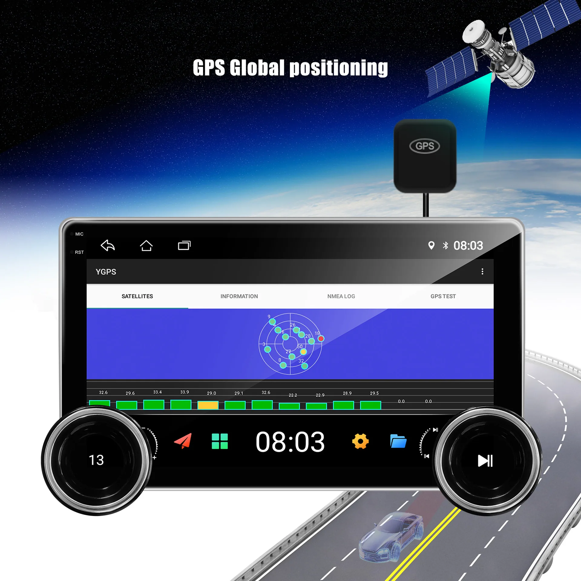 Dual knob Android Bluetooth car multimedia player expands car navigation, reversing image display, dual recording 15