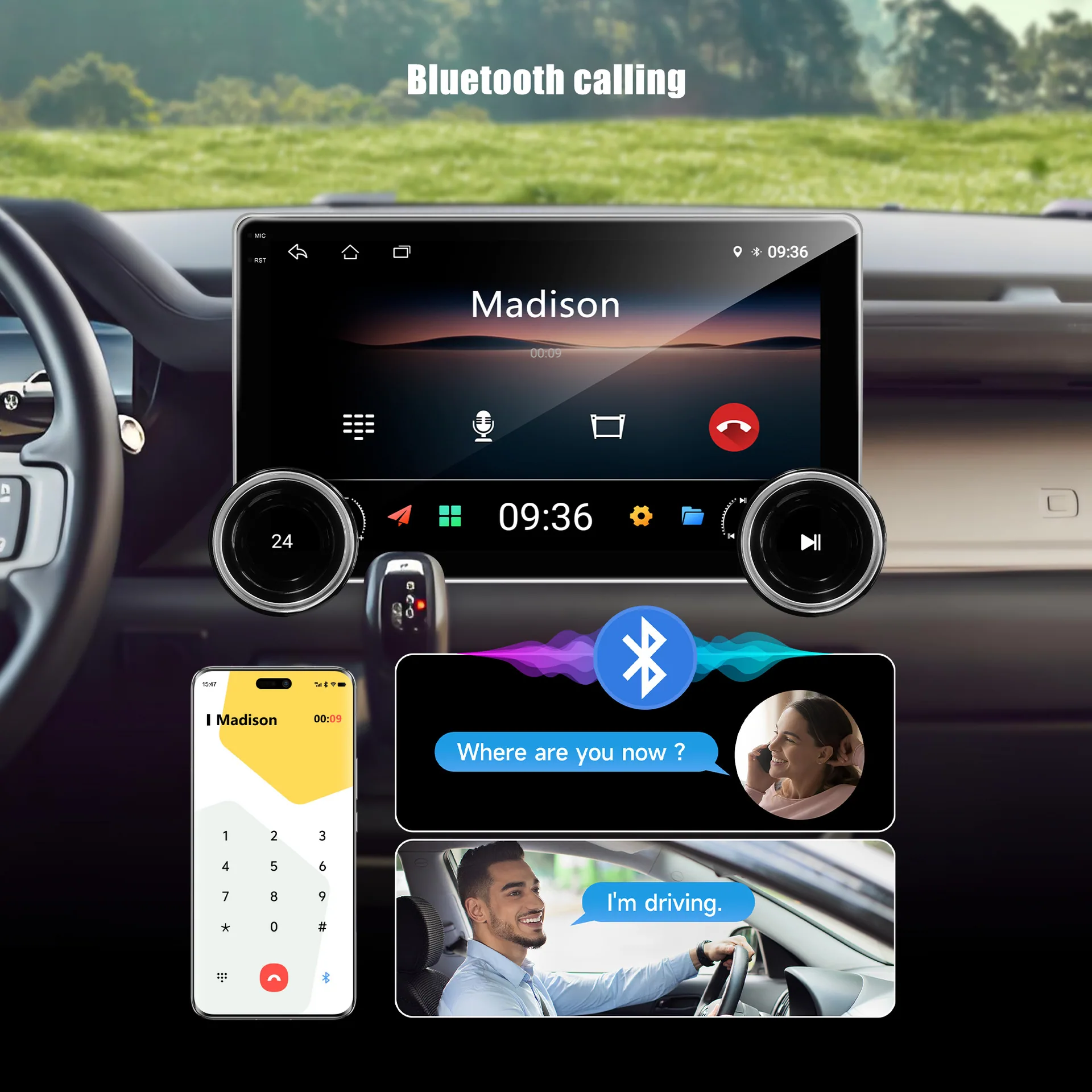 Dual knob Android Bluetooth car multimedia player expands car navigation, reversing image display, dual recording 10