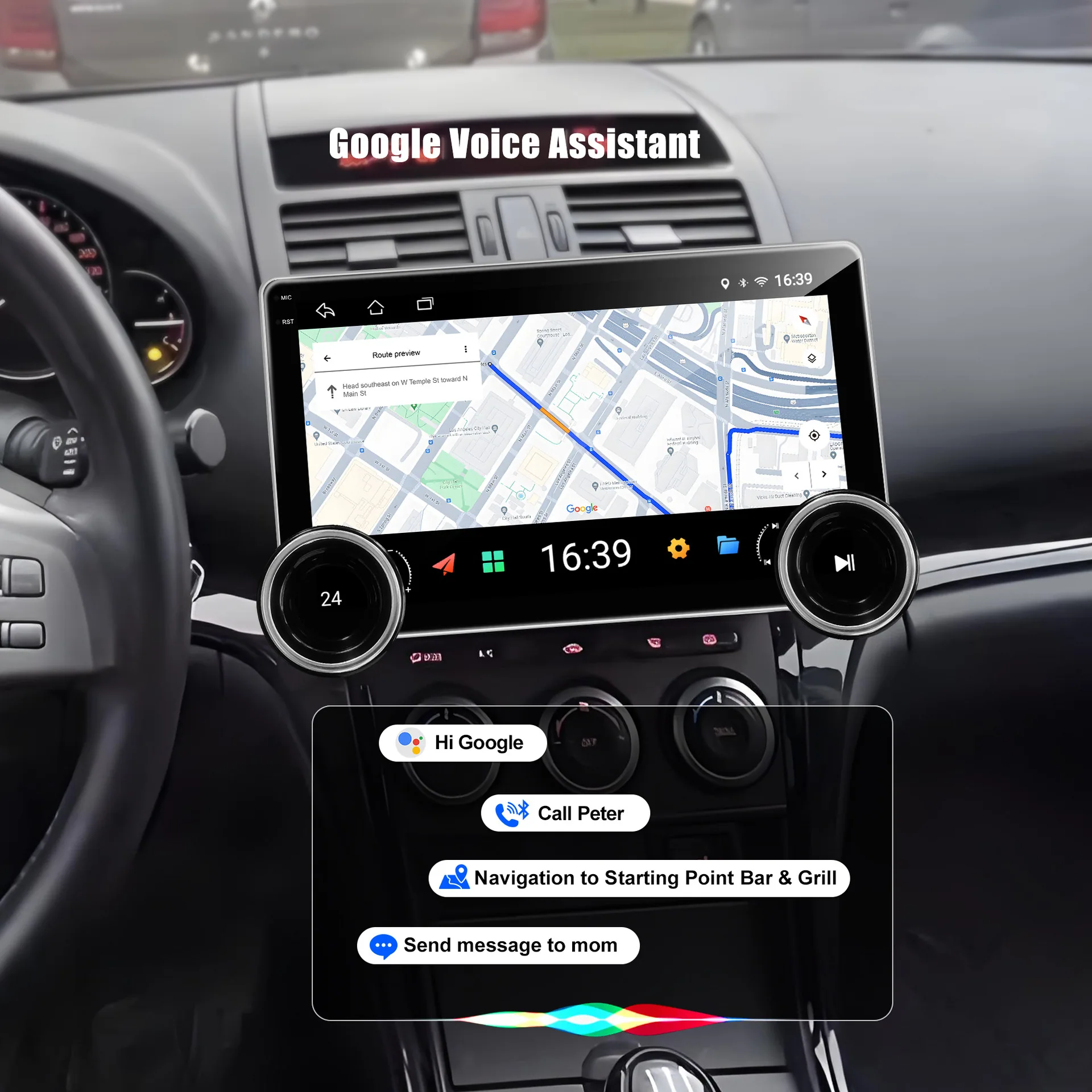 Dual knob Android Bluetooth car multimedia player expands car navigation, reversing image display, dual recording 11