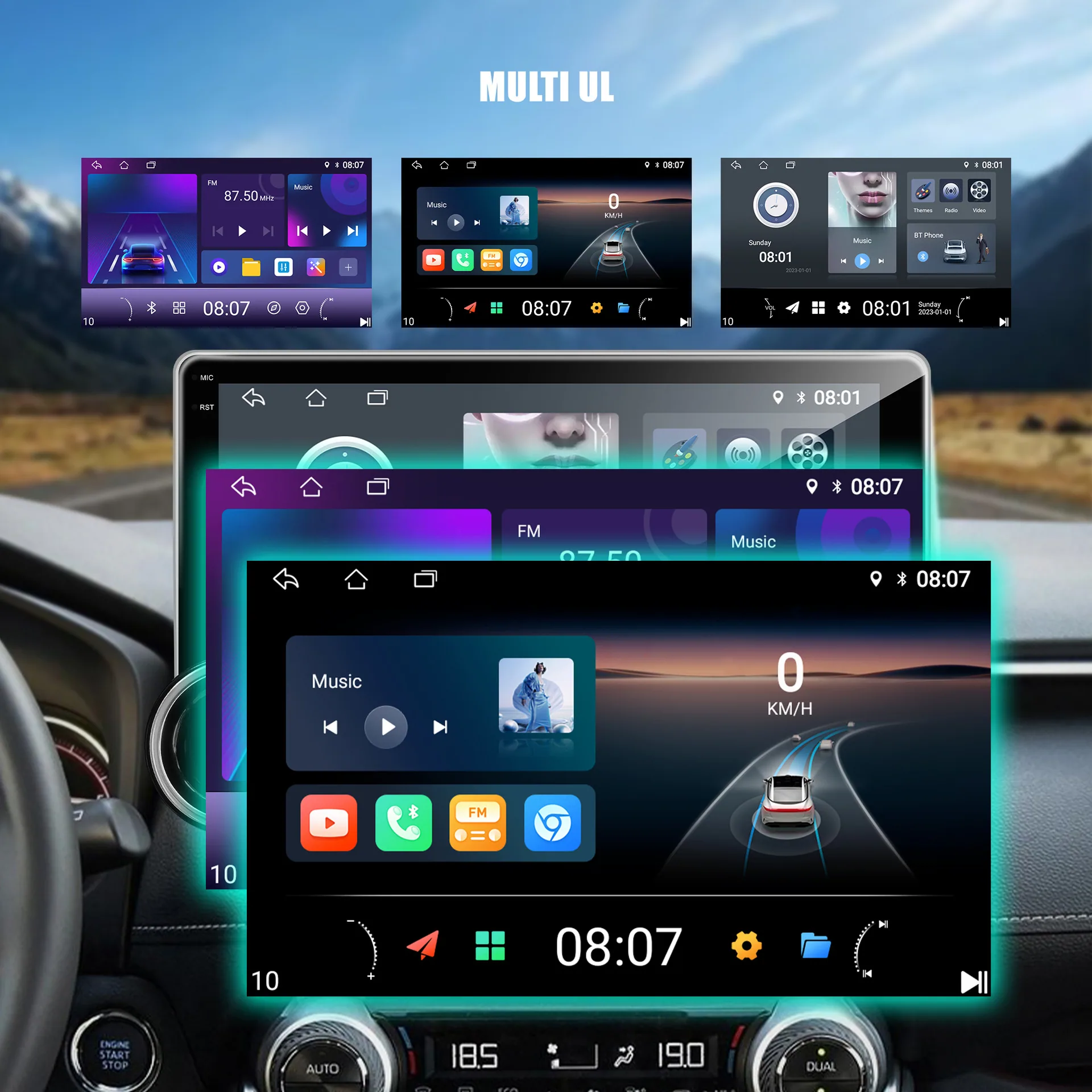 Dual knob Android Bluetooth car multimedia player expands car navigation, reversing image display, dual recording 9